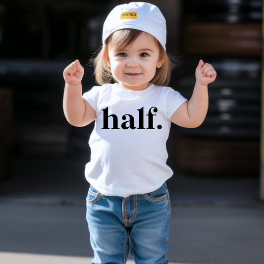 Minimalist Half Birthday Tee White & Cream Options