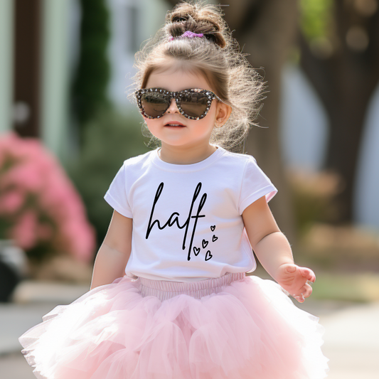 Hearts Half Birthday Tee White & Cream Options