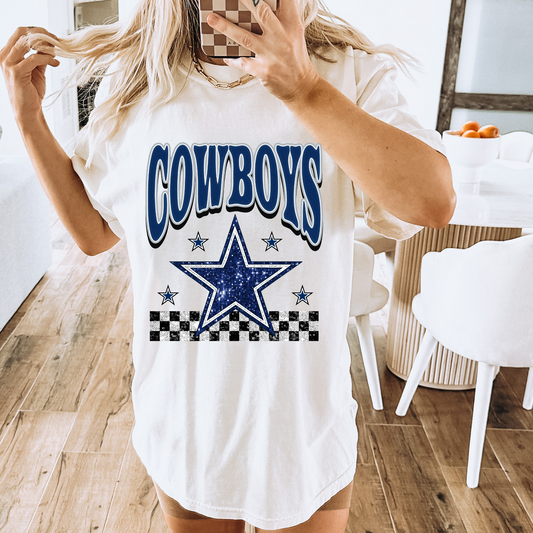 Faux Glitter Cowboys Comfort Colors Graphic Tee