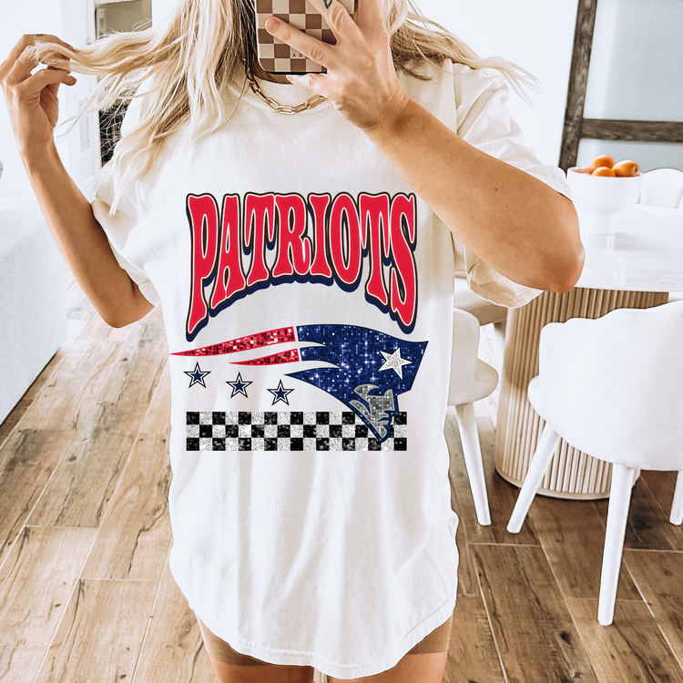 Faux Glitter Patriots Comfort Colors Graphic Tee