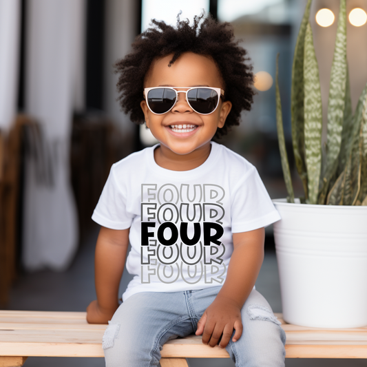 Repeat Four Birthday Tee White & Cream Options