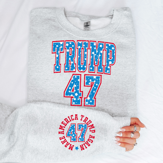 Trump 47' Political Sweatshirt with Sleeve