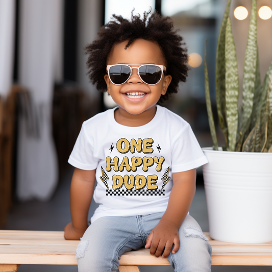 One Happy Dude Birthday Tee, Boys First Birthday Shirt, Retro Birthday Tee, Trendy Boys Birthday Shirt