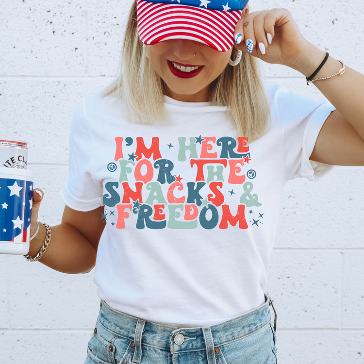 Snacks and Freedom 4th Of July Patriotic Graphic Tee