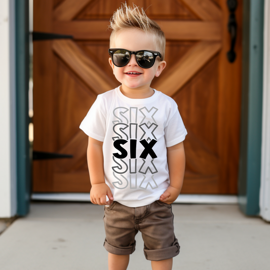 Repeat Six Themed Birthday Tee White & Cream Options