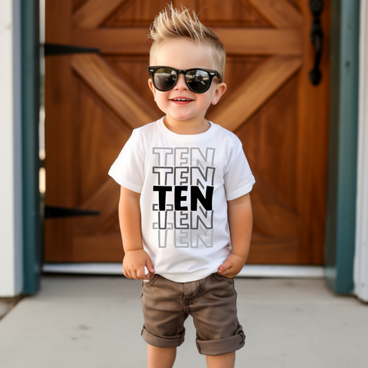 Repeat Ten Themed Birthday Tee White & Cream Options