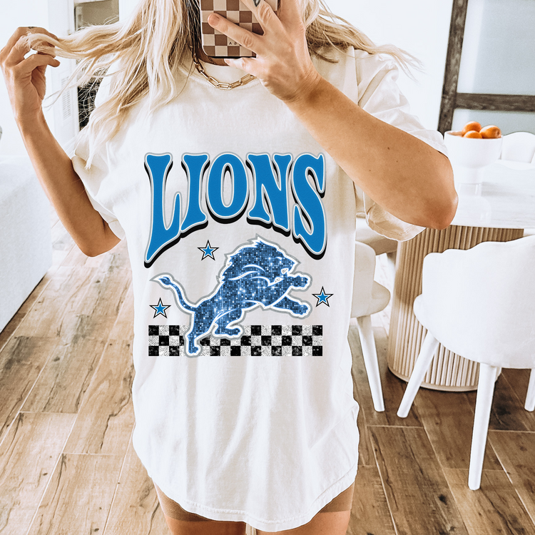 Faux Glitter Lions Comfort Colors Graphic Tee