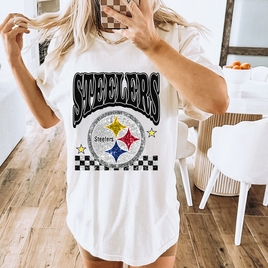 Faux Glitter Steelers Comfort Colors Graphic Tee