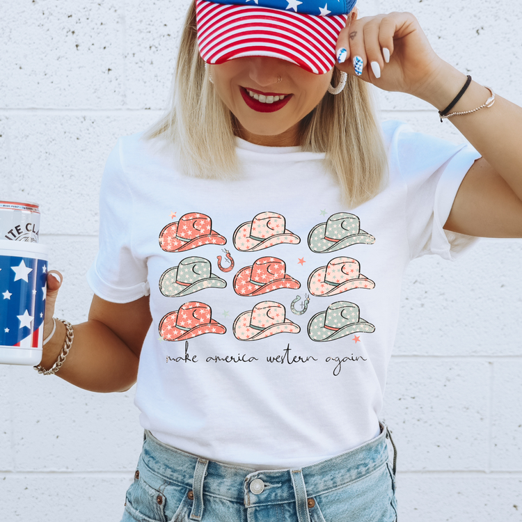 Make America Western Again 4th Of July Patriotic Graphic Tee