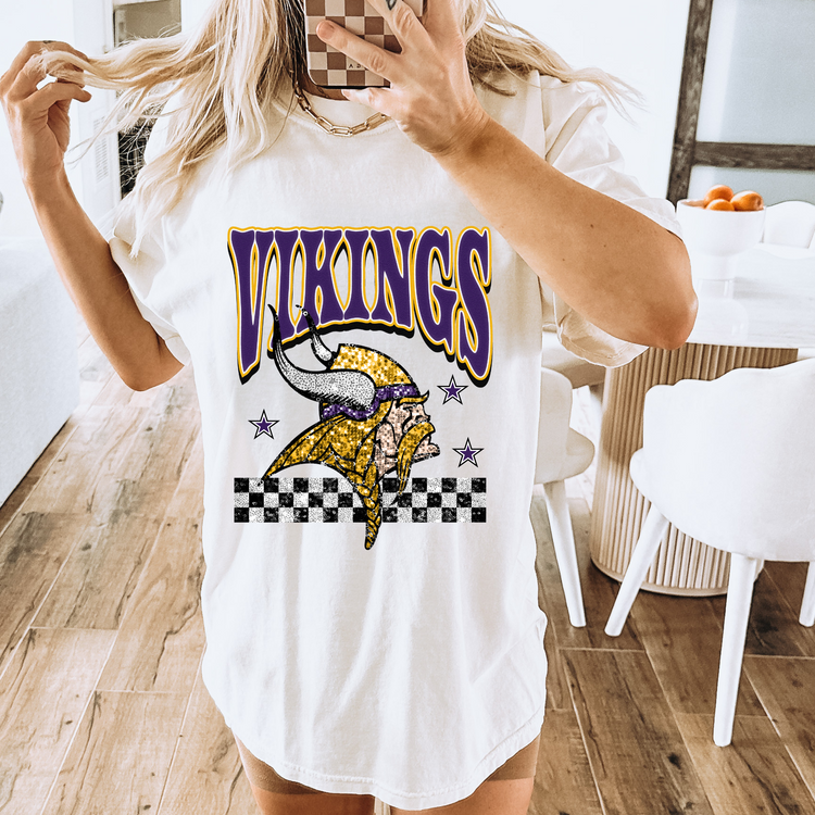 Faux Glitter Vikings Comfort Colors Graphic Tee