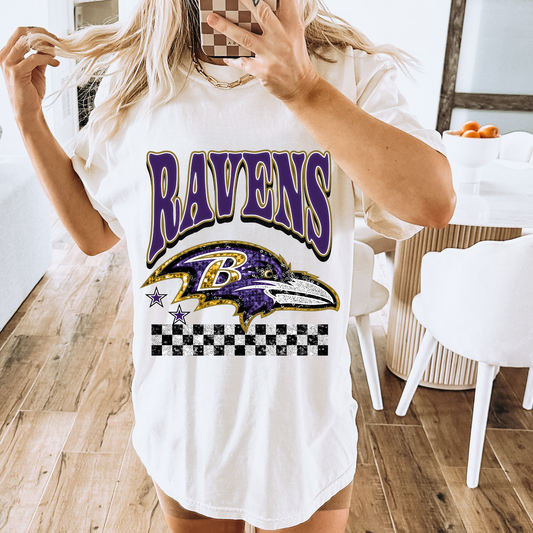 Faux Glitter Ravens Comfort Colors Graphic Tee