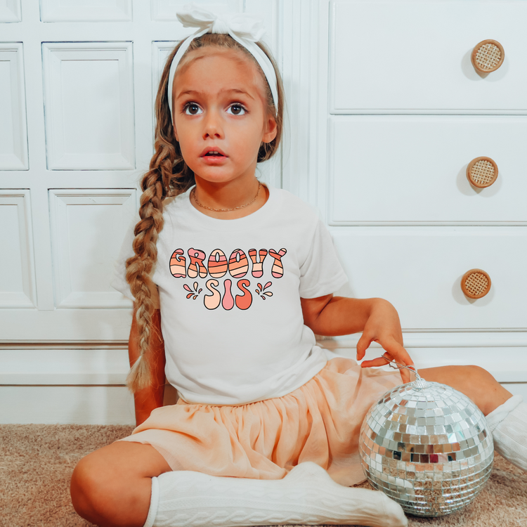 Groovy Sis Coordinating Birthday Tee White & Cream Options