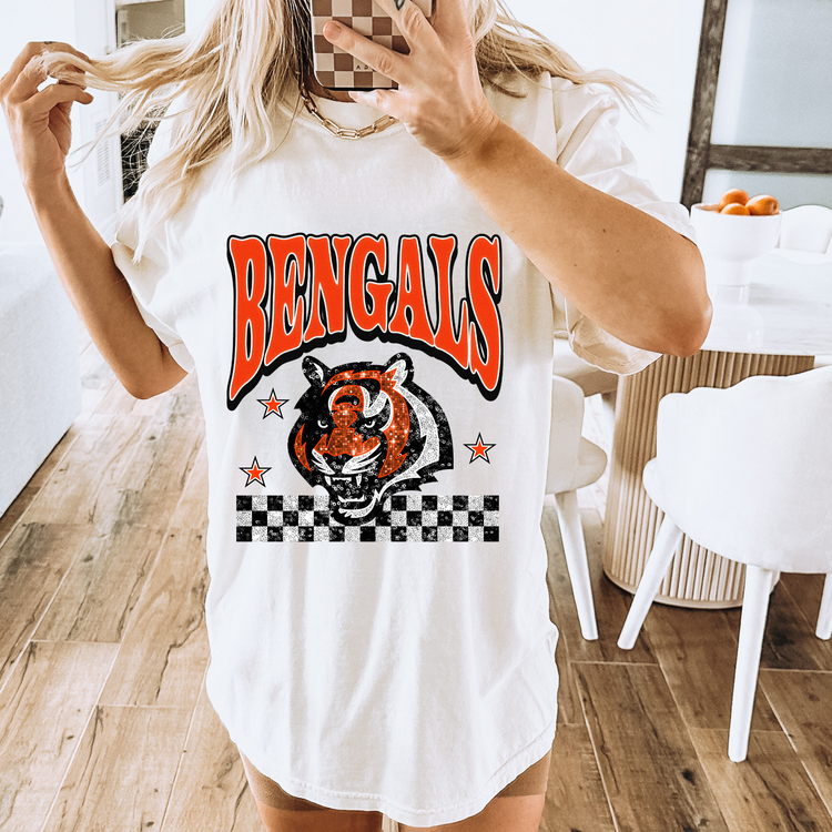 Faux Glitter Bengals Comfort Colors Graphic Tee