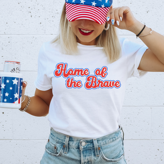 Home Of The Brave 4th Of July Patriotic Graphic Tee