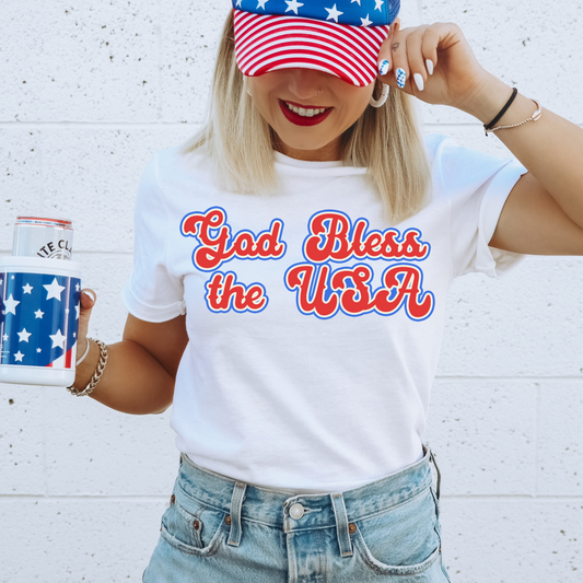 God Bless The USA 4th Of July Patriotic Graphic Tee