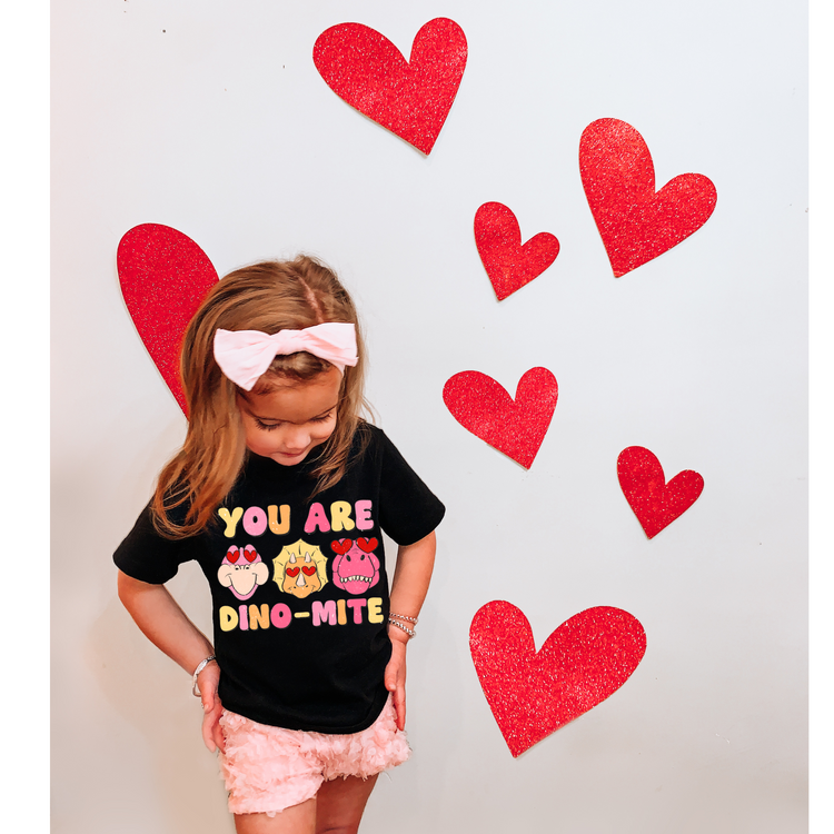 Girls You are Dino-Mite Valentine's Day Graphic Tee