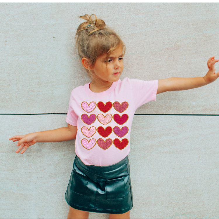 Faux Chenille Hearts Valentine's Day Graphic Tee