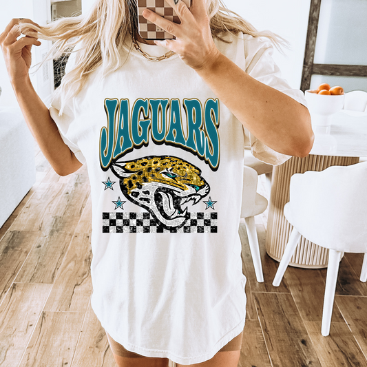 Faux Glitter Jaguars Comfort Colors Graphic Tee