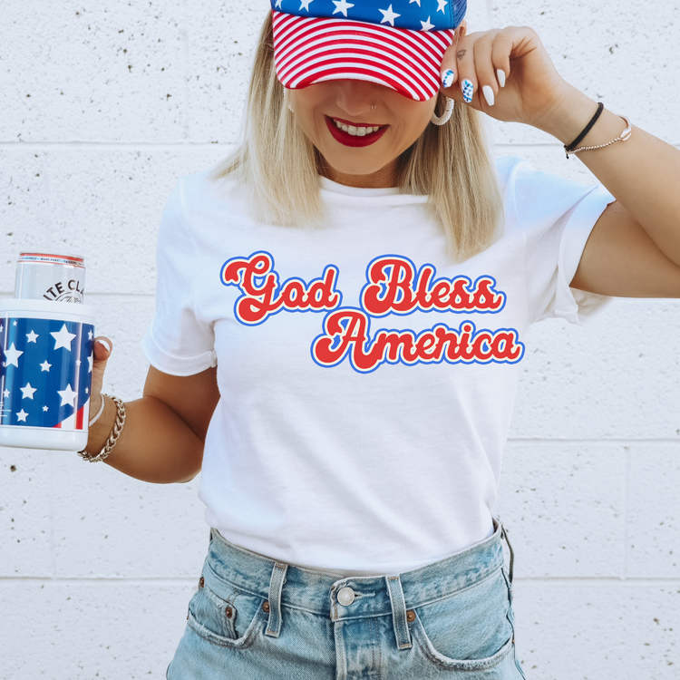 God Bless America 4th of July Patriotic Graphic Tee