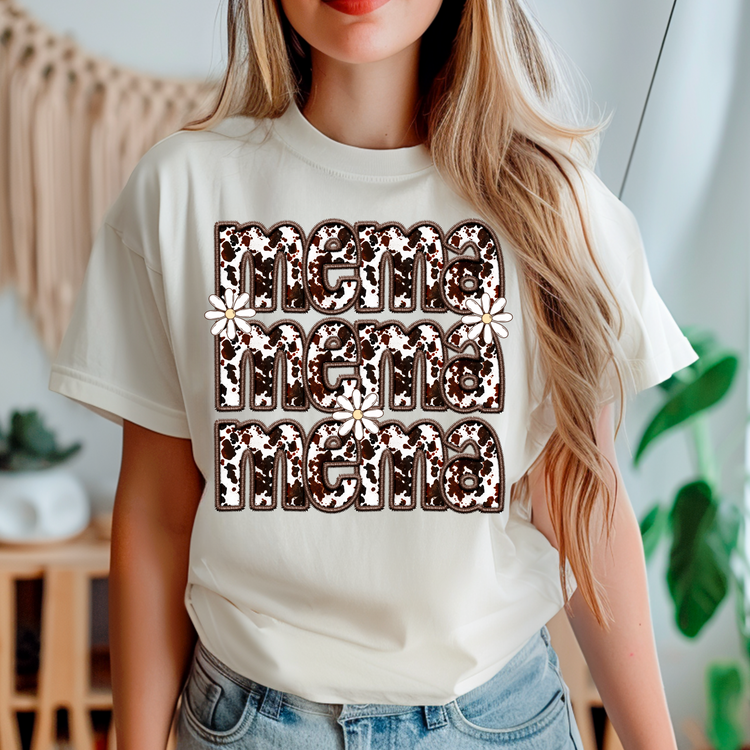 Cow Print Mema Adult Graphic Tee