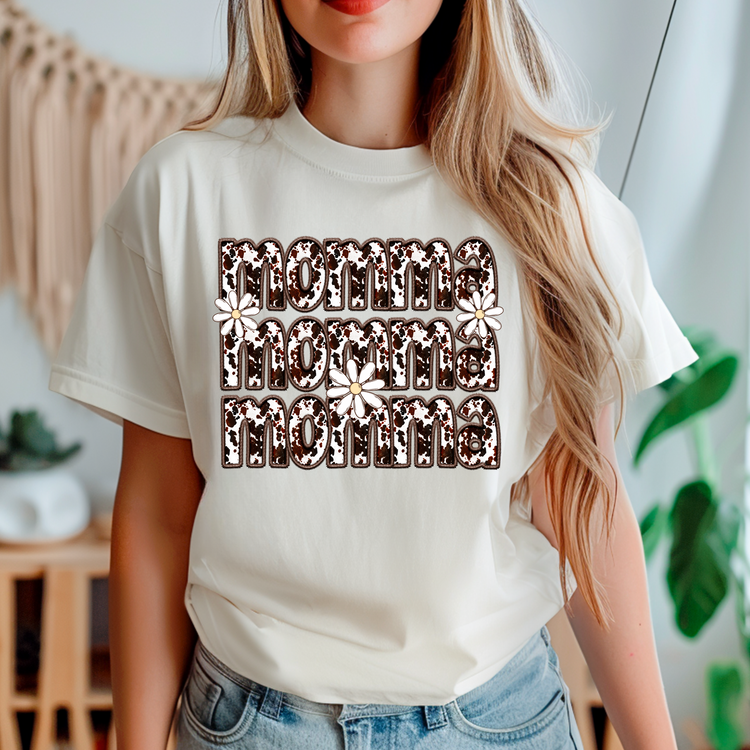 Cow Print Momma Adult Graphic Tee