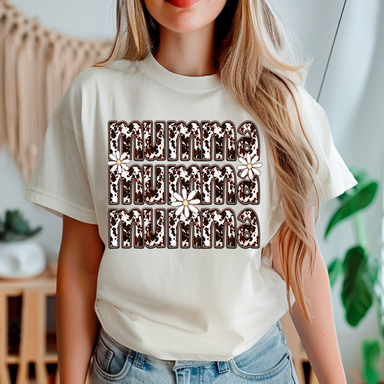 Cow Print Mumma Adult Graphic Tee