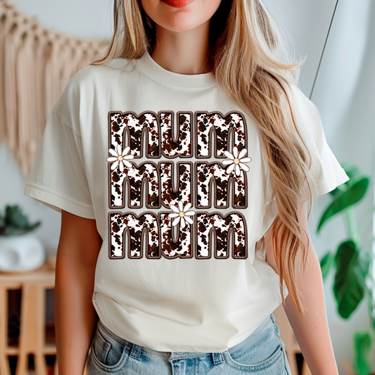 Cow Print Mum Adult Graphic Tee