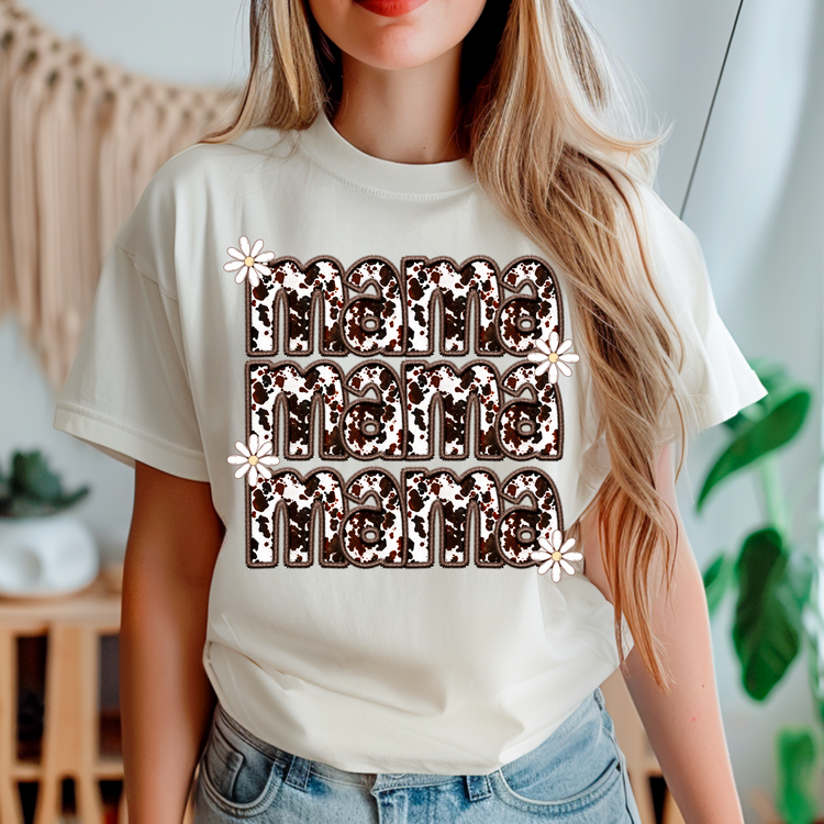 Cow Print Mama Adult Graphic Tee