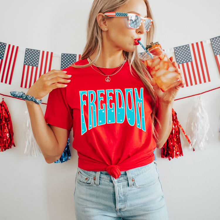 Freedom Stars 4th Of July Patriotic Graphic Tee