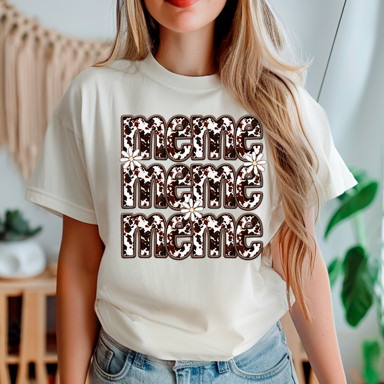 Cow Print MeMe Adult Graphic Tee