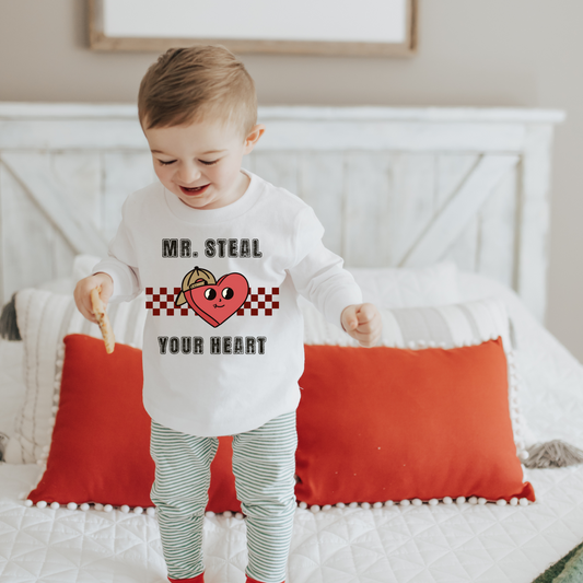 Mr. Steal your Heart Checkerboard Valentine's Day Graphic Tee