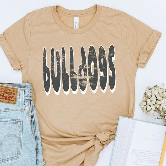 Distressed Cutesy Bulldogs School Spirit Graphic Tee