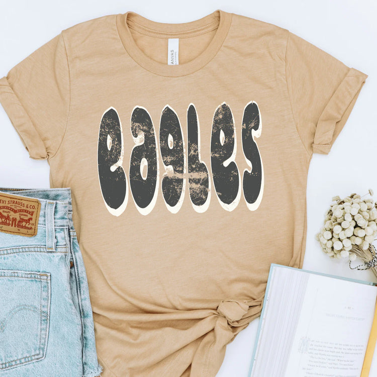 Distressed Cutesy Eagles School Spirit Graphic Tee