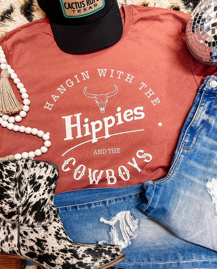 Hangin with the Hippies & The Cowboys Western Graphic Tee