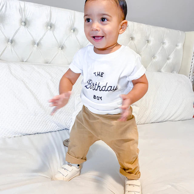 Viral Birthday Boy Minimalist Birthday Tee White & Cream Options