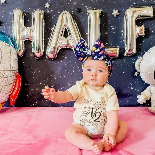 Space Half Birthday Tee White & Cream Options