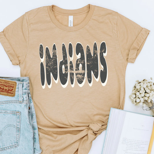 Distressed Cutesy Indians School Spirit Graphic Tee