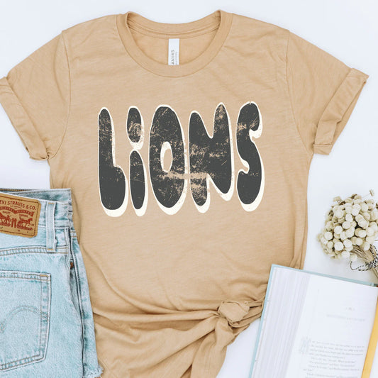 Distressed Cutesy Lions School Spirit Graphic Tee