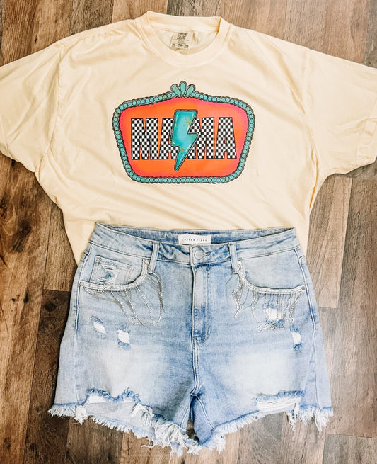 Western Peach Framed Mama Cropped Comfort Colors Graphic Tee