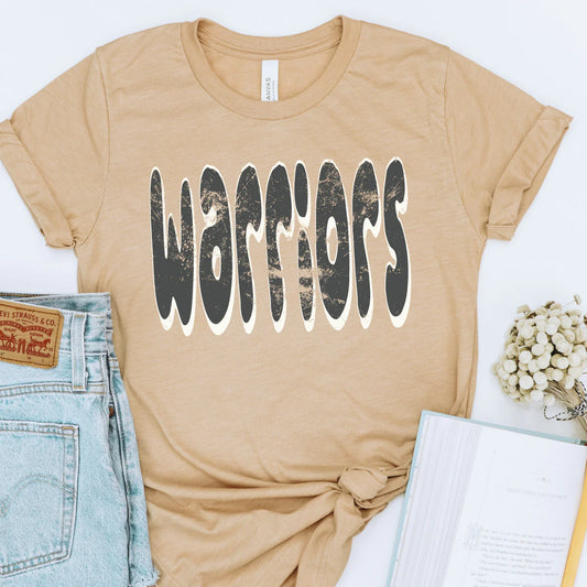 Distressed Cutesy Warriors School Spirit Graphic Tee