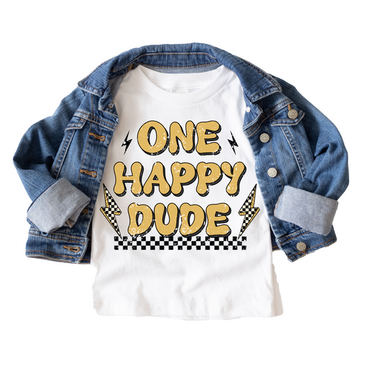 One Happy Dude Birthday Tee, Boys First Birthday Shirt, Retro Birthday Tee, Trendy Boys Birthday Shirt